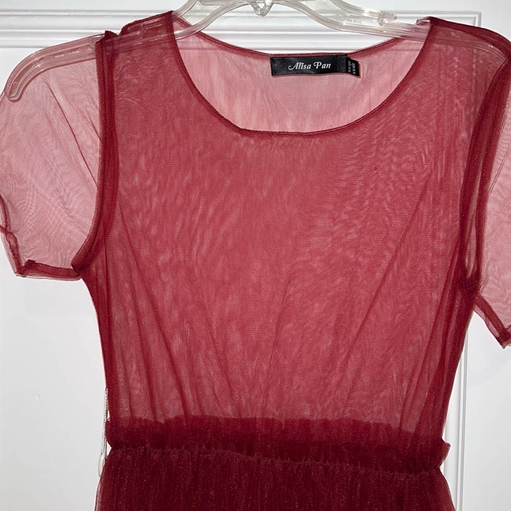 ALISA PAN SHORT SLEEVE SHEER LAYER DRESS